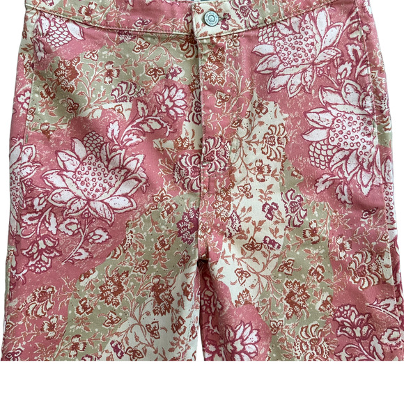 NEW Free People Youthquake Floral High Waisted Pink Flare Cropped Jeans Size 29 - Picture 5 of 8